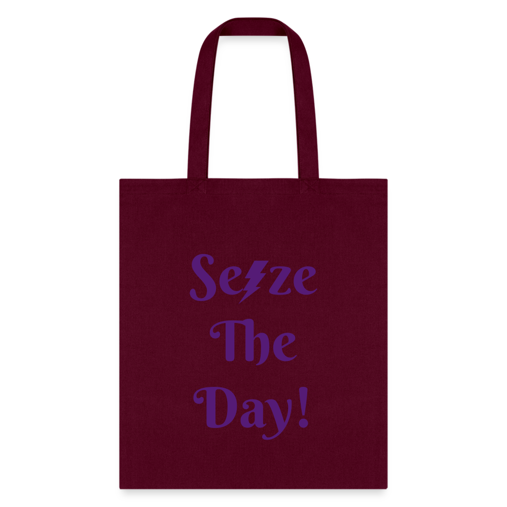 Tote Bag-Seize the day!-Support Epilepsy Awareness - burgundy