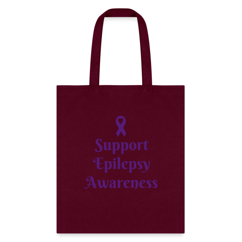 Tote Bag-Seize the day!-Support Epilepsy Awareness - burgundy