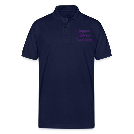 Gildan Unisex 50/50 Jersey Polo-Support Epilepsy Awareness-You don't know how strong you are until being strong is the only choice you have! - navy