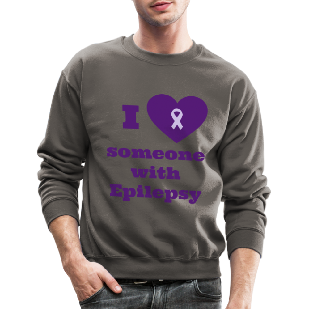 Crewneck Sweatshirt-I love someone with epilepsy! - asphalt gray