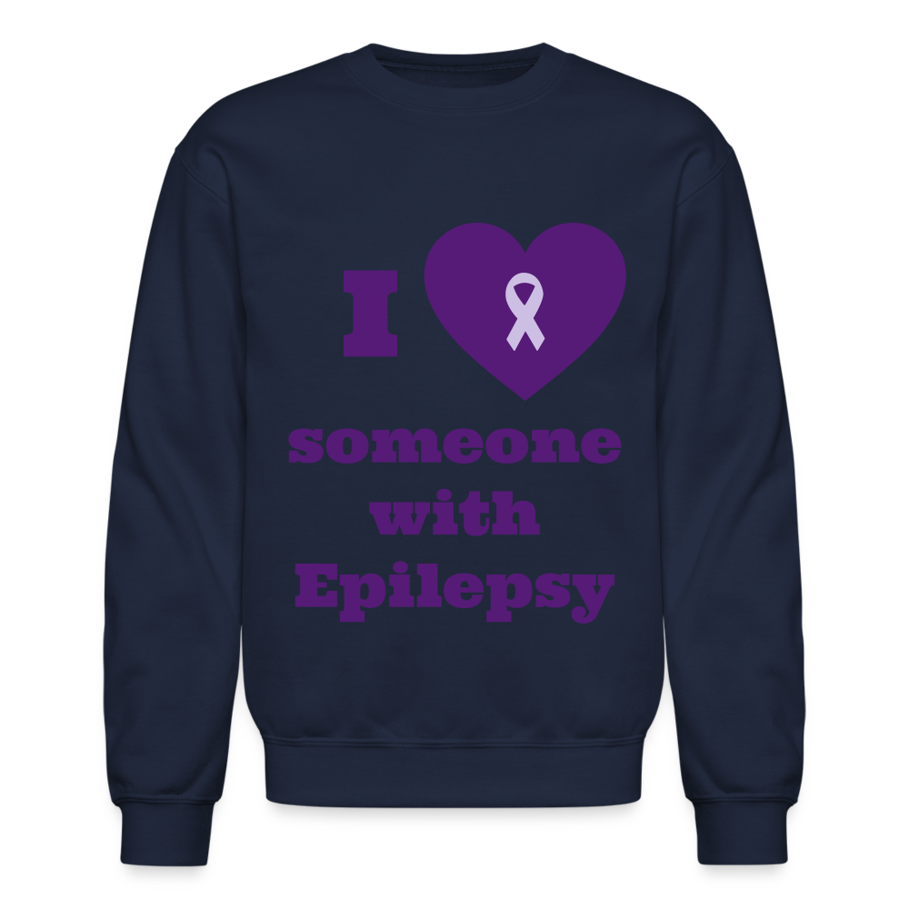 Crewneck Sweatshirt-I love someone with epilepsy! - navy