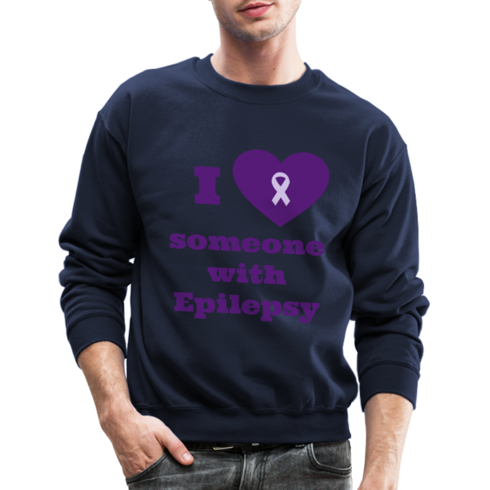 Crewneck Sweatshirt-I love someone with epilepsy! - navy