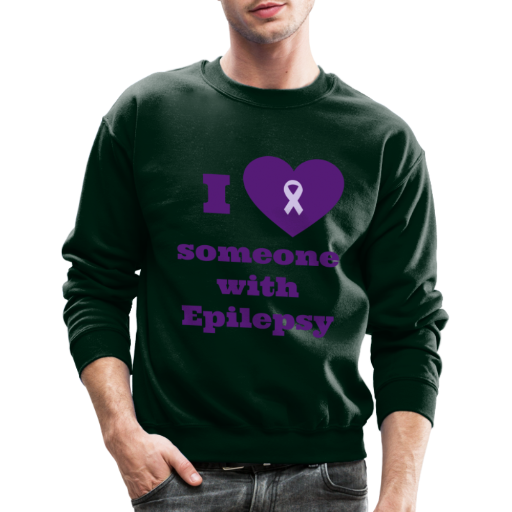 Crewneck Sweatshirt-I love someone with epilepsy! - forest green