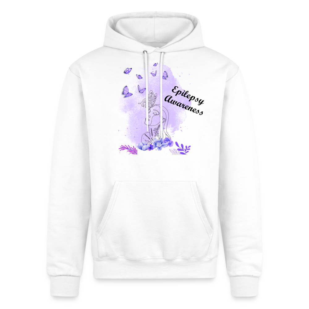 Champion Unisex Powerblend Hoodie-Epilepsy Awareness Flowers & Butterflies - white