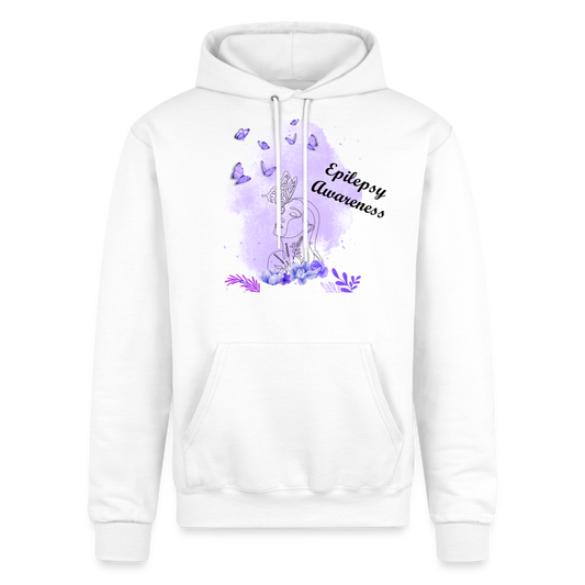 Champion Unisex Powerblend Hoodie-Epilepsy Awareness Flowers & Butterflies - white